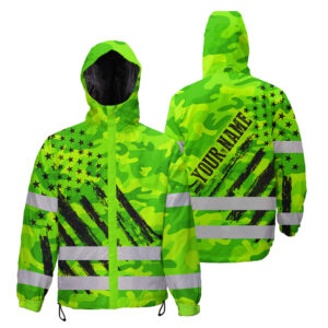 Hi Vis Jacket Waterproof And Windproof Reflective Green Neon US