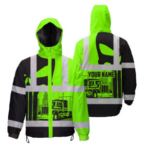 Hi Vis Jacket Waterproof And Windproof Reflective Green Semi Truck