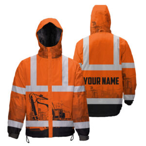 Hi Vis Jacket Waterproof And Windproof Reflective Orange Excavator
