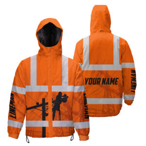 Hi Vis Jacket Waterproof And Windproof Reflective Orange Lineman