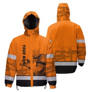 Hi Vis Jacket Waterproof And Windproof Reflective Orange Plumber