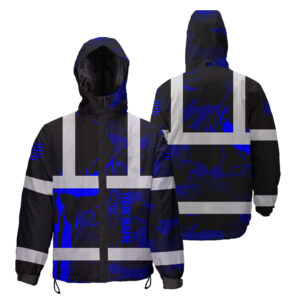 Hi Vis Jacket Waterproof And Windproof Reflective Skull Blue Camo