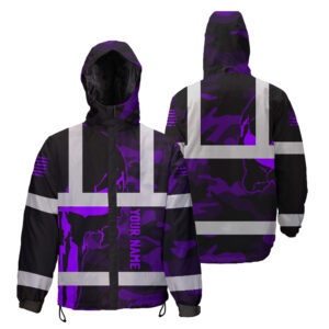 Hi Vis Jacket Waterproof And Windproof Reflective Skull Violet Camo Neon