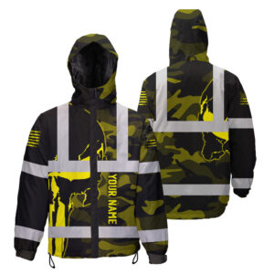 Hi Vis Jacket Waterproof And Windproof Reflective Skull Yellow Camo