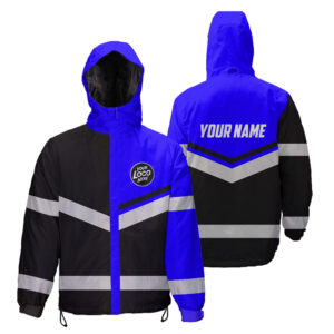 Hi Vis Jacket Waterproof And Windproof Uniform Reflective Black Blue Neon