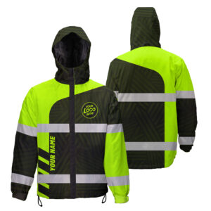 Hi Vis Jacket Waterproof And Windproof Uniform Reflective Black Green Neon 4