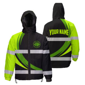 Hi Vis Jacket Waterproof And Windproof Uniform Reflective Green Neon