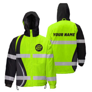 Hi Vis Jacket Waterproof And Windproof Uniform Reflective Green Neon