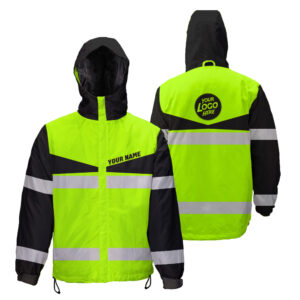 Hi Vis Jacket Waterproof And Windproof Uniform Reflective Light Green Neon