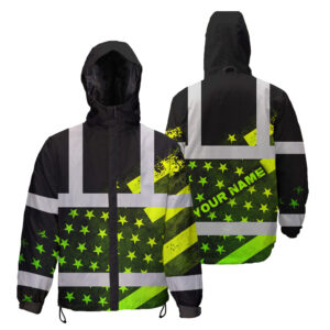 Hi Vis Jacket Waterproof Reflective Gradient USA Flag