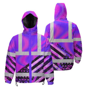 Hi Vis Jacket Waterproof Reflective Hologram US Flag Paint