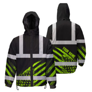 High Visibility Jacket Waterproof Reflective US Flag