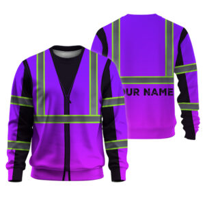 Hi Vis Long Sleeve Shirt Reflective Tapes Violet Workwear Safety