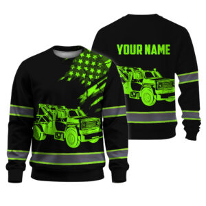 Hi Vis Long Sleeve Shirt Reflective Tapes Black Tow Truck Driver