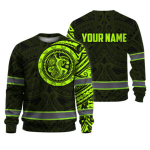 Hi Vis Long Sleeve Shirt Reflective Tapes Hawaiian Custom Name Safety Workwear