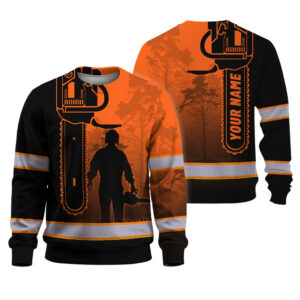 Hi Vis Long Sleeve Shirt Reflective Tapes Orange Chainsaw Logger Custom Name Safety