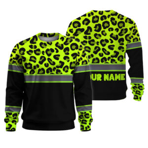 High Visibility Long Sleeve Shirt Reflective Leopard Custom Name Safety