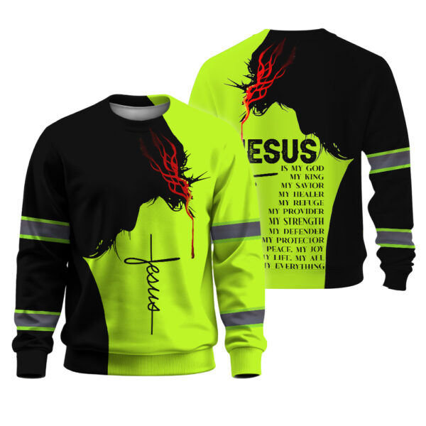 509ADIARL164-High Visibility Long Sleeve Shirt Reflective Jesus Safety Workwear For Jesus Lovers 1