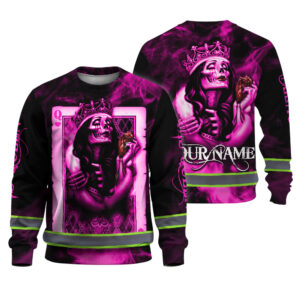 High Visibility Long Sleeve Shirt Reflective Sugar Skull Pink His Queen Safety