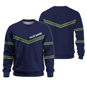 High Visibility Long Sleeve Shirt Reflective Dark Blue Custom Name Safety Workwear