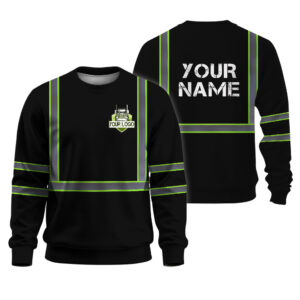 High Visibility Long Sleeve Shirt Reflective Black Custom Name And Logo Safety Workwear