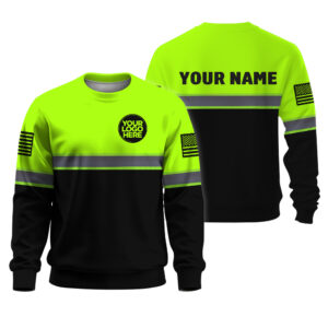 Hi Vis Long Sleeve Shirt Reflective Tapes Green Neon And Black