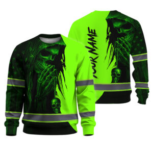 Hi Vis Long Sleeve Shirt Reflective Tapes Skull