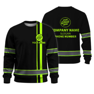 Hi Vis Long Sleeve Shirt Black Reflective Ttriped Pattern Custom Company Safety Workwear