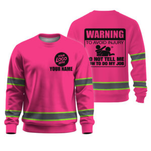 Hi Vis Long Sleeve Shirt Tell Me Pink Construction Worker Custom Name and Logo Safety Workwear