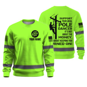 Hi Vis Long Sleeve Shirt Custom Name Logo Company Safety Workwear Reflective
