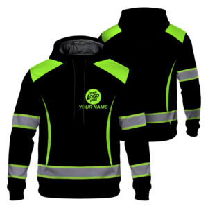 Hi Vis Hoodie Featuring Custom Name, Logo For Construction Teams