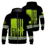 Hi Vis Hoodie Reflective Rifle Flag Custom Name Safety Workwear 1