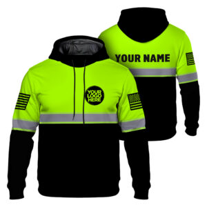 Hi Vis Hoodie Reflective Tapes Green Neon And Black