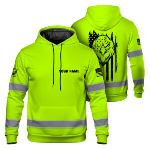 Hi Vis Hoodie Shirt American Flag Stars and Stripes Jobsite Gear