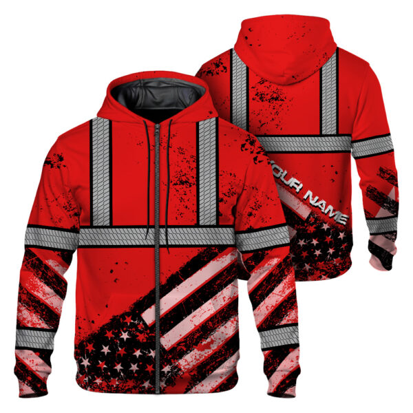Hi Vis Hoodie Shirt Reflective Red US Flag Paint 1