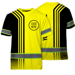 Hi Vis Shirt Reflective Tapes Uniform Yellow Neon Custom Name And Logo Safety Workwear For Workers, Teams, Group, Company