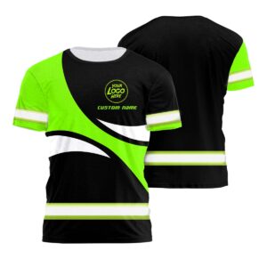 Hi Vis Shirt Reflective Tapes Green Neon And Black Design