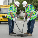 Hi-Vis-Hawaiian-Shirt-Reflective-Tapes-Blue-Neon-And-Green-Flowers-Custom-Name-Safety-Workwear-For-Workers,-Truckers,-Operators-4
