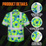 Hi-Vis-Hawaiian-Shirt-Reflective-Tapes-Blue-Neon-And-Green-Flowers-Custom-Name-Safety-Workwear-For-Workers,-Truckers,-Operators-6