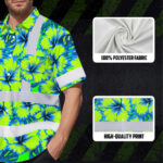 Hi-Vis-Hawaiian-Shirt-Reflective-Tapes-Blue-Neon-And-Green-Flowers-Custom-Name-Safety-Workwear-For-Workers,-Truckers,-Operators-7