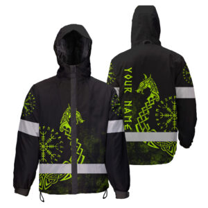 Hi Vis Jacket Waterproof And Windproof Reflective Protection & Victory Viking Custom Name