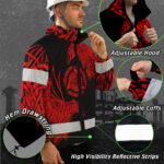 Hi-Vis-Jacket-Waterproof-And-Windproof-Reflective-Red-Neon-Viking-Symbol-Custom-Name-Safety-4