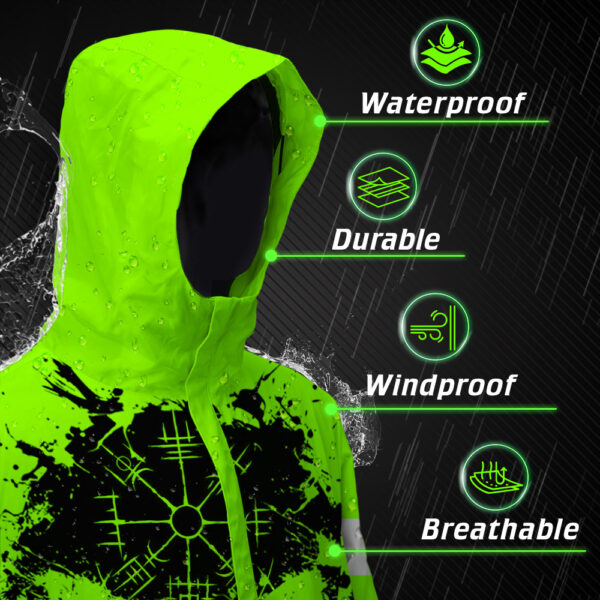 Hi-Vis-Jacket-Waterproof-And-Windproof-Reflective-Tapes-Green-Neon-Skull-Viking-Symbol-Custom-Name-3