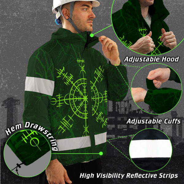 Hi-Vis-Jacket-Waterproof-And-Windproof-Reflective-Tapes-Green-Neon-Viking-Symbol-Custom-Name-Safety-3