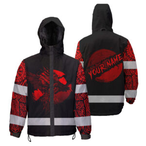 Hi Vis Jacket Waterproof And Windproof Reflective Tapes Moon Raven Viking Symbol Tattoo Custom
