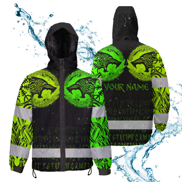 Hi-Vis-Jacket-Waterproof-And-Windproof-Reflective-Tapes-Wolf-Tattoo-Viking-Symbol-Green-Neon-4