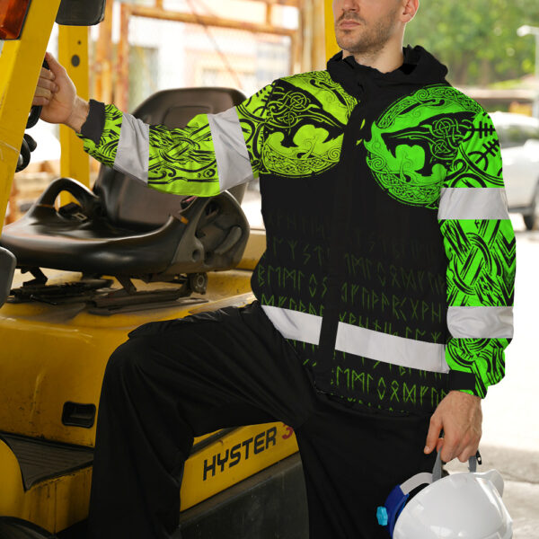 Hi-Vis-Jacket-Waterproof-And-Windproof-Reflective-Tapes-Wolf-Tattoo-Viking-Symbol-Green-Neon-5