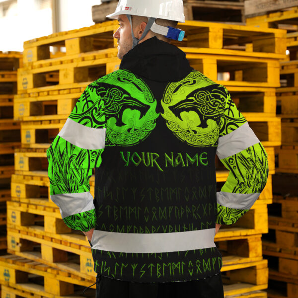 Hi-Vis-Jacket-Waterproof-And-Windproof-Reflective-Tapes-Wolf-Tattoo-Viking-Symbol-Green-Neon-6