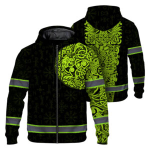 High Visibility Zip Hoodie Reflective Vikings Tattoo Safety Workwear