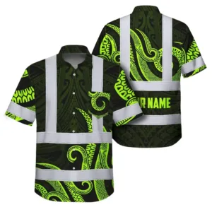 Hi Vis Hawaiian Shirt Reflective Tapes Hawaiian Polynesian Tribal Custom Name